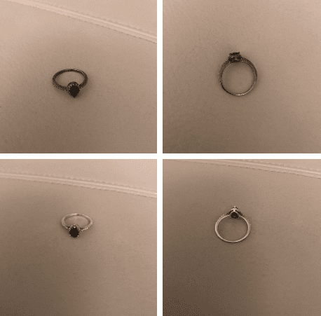 Anéis de prata antes e depois do polimento