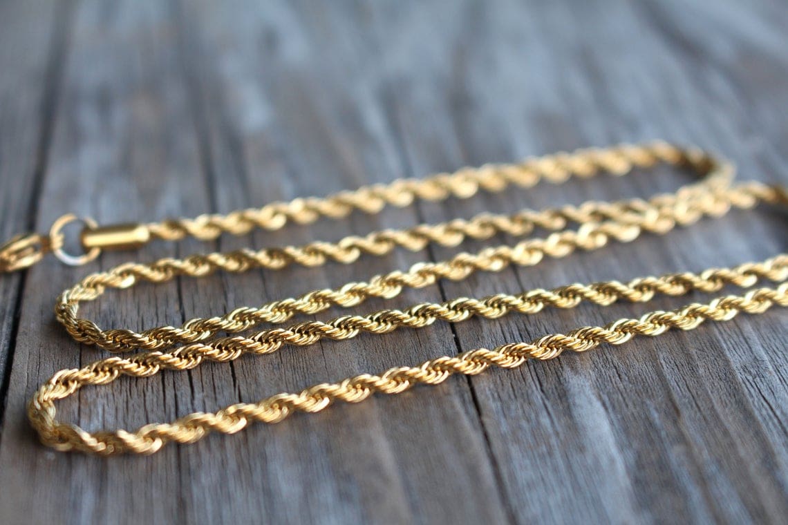 chaînes de corde d'or